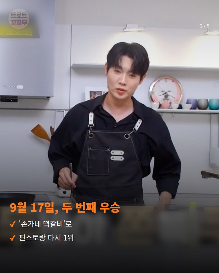 9월 17일, 두 번째 우승 — '손가네 떡갈비'로 편스토랑 다시 1위 (손태진 '손가네 떡갈비' 편스토랑 우승, 아워홈서 제품화 2번째 카드)