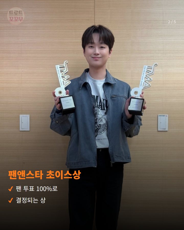 팬앤스타 초이스상 — 팬 투표 100%로 결정되는 상 (이찬원 '2026 TMA' 2관왕, 겨울 대표곡 1위 2번째 카드)