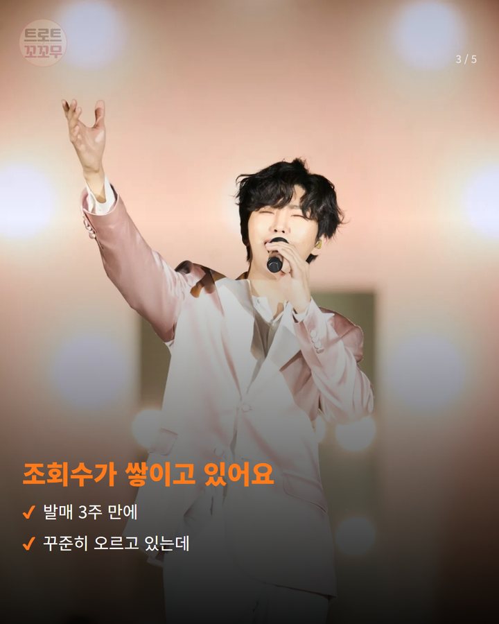 조회수가 쌓이고 있어요 — 발매 3주 만에 꾸준히 오르고 있는데 (임영웅 '부디 행복해질 것' 유튜브 200만뷰 넘었어요 3번째 카드)