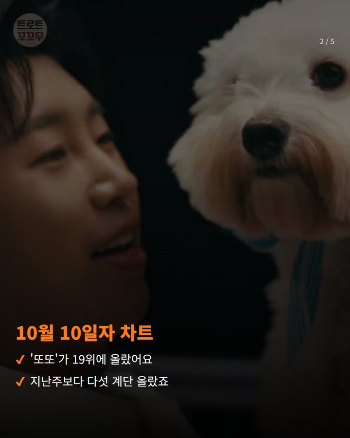 10월 10일자 차트 — '또또'가 19위에 올랐어요 지난주보다 다섯 계단 올랐죠 (임영웅 '또또', 빌보드 코리아서 5계단 올랐어요 2번째 카드)