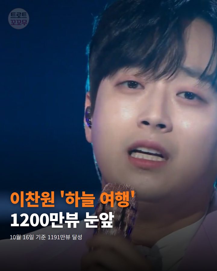 이찬원 '하늘 여행' 뮤비 1191만뷰! 1200만뷰 코앞 카드뉴스 표지