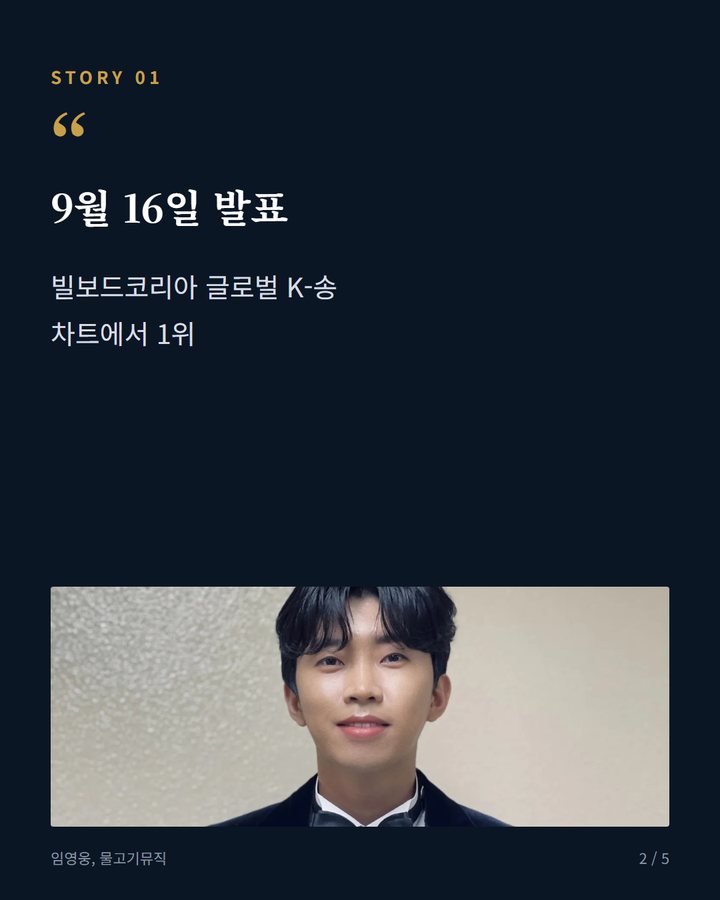 9월 16일 발표 — 빌보드코리아 글로벌 K-송 차트에서 1위 (임영웅 '또또', 빌보드코리아 글로벌 K송 차트 1위 2번째 카드)
