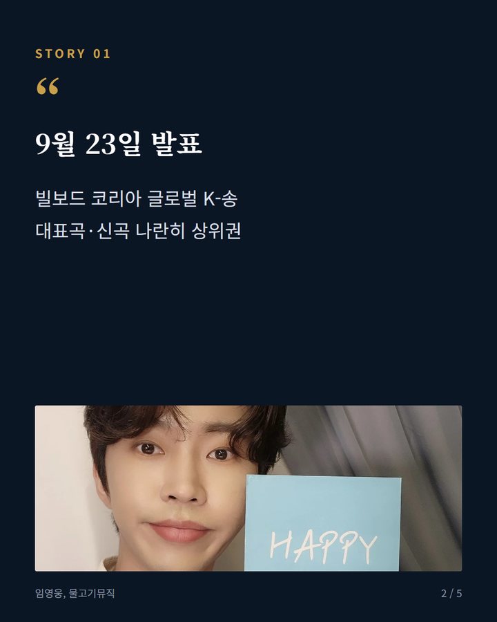 9월 23일 발표 — 빌보드 코리아 글로벌 K-송 대표곡·신곡 나란히 상위권 (임영웅, 빌보드코리아 두 곡 나란히 상위권 2번째 카드)