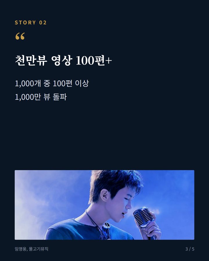 천만뷰 영상 100편+ — 1,000개 중 100편 이상 1,000만 뷰 돌파 (임영웅 유튜브 32억뷰 돌파, 1000만뷰 영상 100편 3번째 카드)